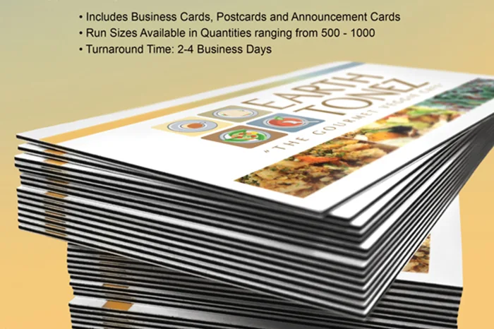 Stack of black-edge printed business cards