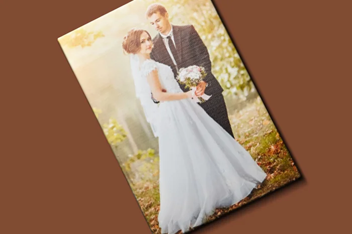 Wedding photograph printed on stretched canvas