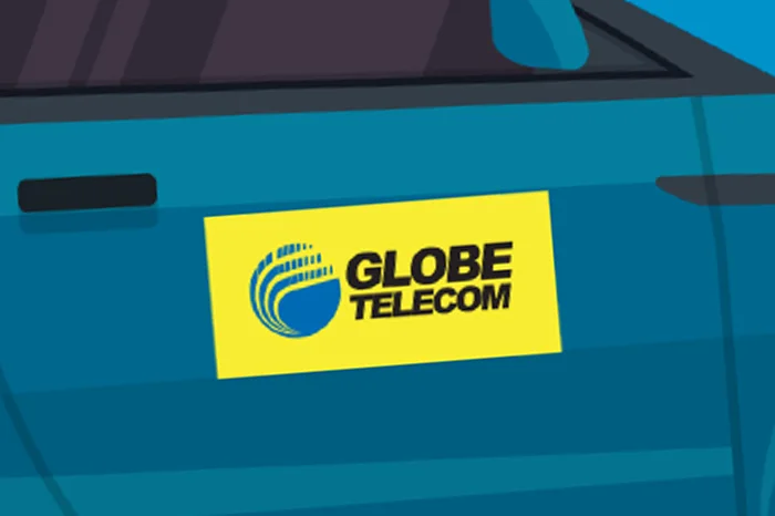 Printed business vehicle magnet on a blue truck door
