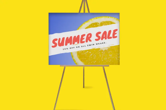 Foamcore summer sale display sign on an easel