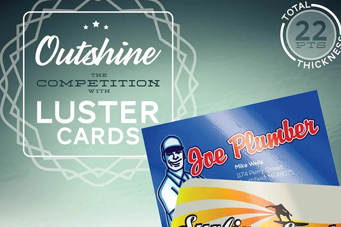 Luster business cards with a glossy finish