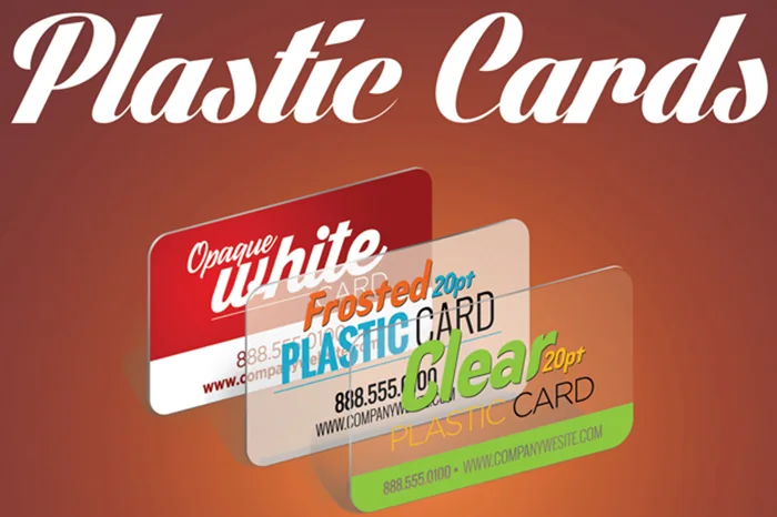 White, frosted and clear plastic business cards